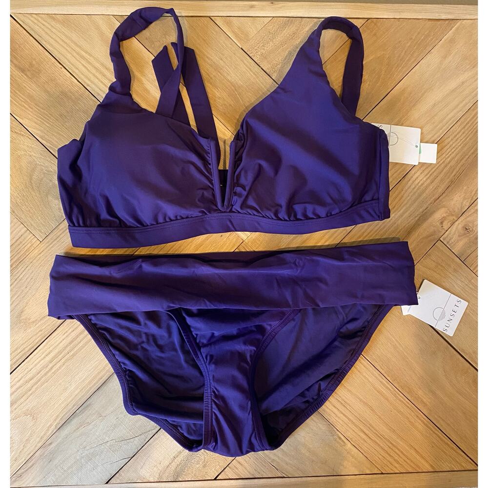New Sunsets Bathing Suit Vienna V-Wire Size 40/42 C and Size 16 Bottoms‎